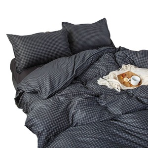 Kuncheng Japanese Style Plaid <b>Bedding</b> Set Cotton Duvet Cover <b>Sheet</b> Set For Dormitory Home Use Four Seasons - Product Image 5