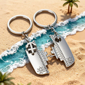 Customised nautical keyring charms, nautical club commemorative gifts, metal cruise ship pendants, car keyrings - Product Image 4