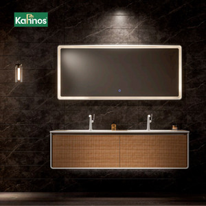 Modern <b>Oak</b> Integrated Wall-Mounted Bathroom Cabinet with Ceramic Basin LED Mirror Eco-Friendly Design for Villa Bedroom Use - Product Image 1