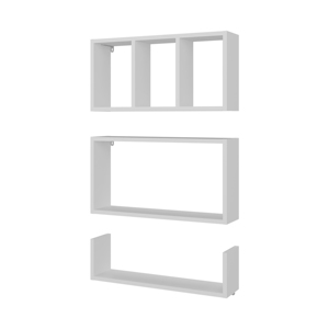 Wall <b>Mounted</b> Floating Shelves Set Of 3 Rectangular Display Racks Modern Home Organizer - Product Image 3