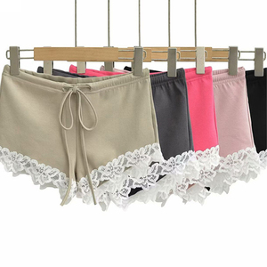 Shorts de Algodón con Cordones y Encaje Personalizados con Logotipo, Shorts con Ribete de Encaje, Ropa Interior, Shorts de Encaje para <span class=keywords><strong>Mujer</strong></span> - Product Image 1