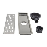 GUIDA 741011 Drain de sol linéaire pour salle de bain et extérieur, canal long, en acier inoxydable SUS304, grille de drainage