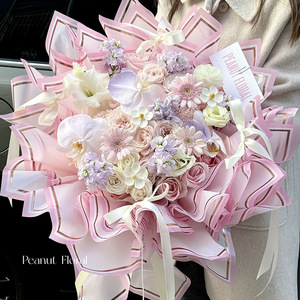 2025 nuevo ramo de papel de regalo de flores con línea dorada, ramo Floral impermeable, suministros de <span class=keywords><strong>floristería</strong></span> de papel, papel de embalaje - Product Image 2