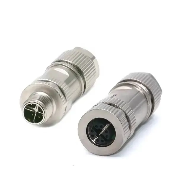 New and original M12 8P X-type straight crimp all-metal plug with external threads