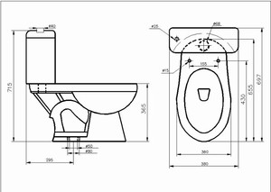 Inodoro de Cerámica de Dos Piezas con Sifón para Ahorro de Agua, Tubería de Gran Diámetro Antiobstrucción, Inodoros para Latinoamérica - Product Image 5