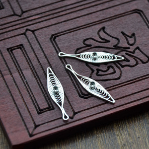 Colgante de filigrana marquise de cobre puro 7x30MM, dije de borla chapado en oro y plata para accesorios de joyería Hanfu DIY - Product Image 3
