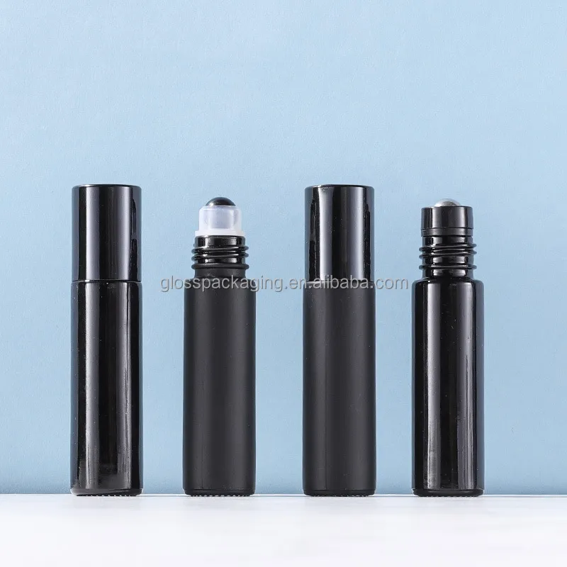 3ml 5ml 8ml 10ml 15ml bouteilles noires à rouleau d'huile essentielle sur bouteille en verre bouteille à rouleau de parfum