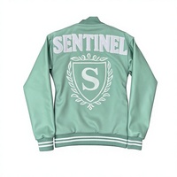 Blouson universitaire imperméable Mint Letterman tendance, brodé en laine et soie, pour homme, avec fermeture à boutons recouverts, coupe-vent