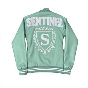 Chaqueta Varsity Impermeable Estilo Letterman, a la Moda, Bordada, de Lana y Seda, para Hombre, con Cierre de Botones Cubiertos, Resistente al Viento - Product Image 2