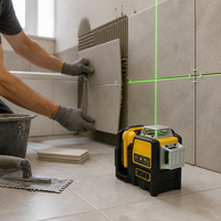 Niveau laser industriel DW089LG à faisceau vert 360° vertical, 12 lignes, 3 côtés, niveaux rotatifs à 360°, batterie au lithium, pour extérieur