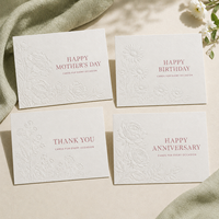 Cartes de vœux florales en relief pour malvoyants, design élégant pivoine, papier texturé mat, cartes personnalisées pour la fête des Mères, remerciements et invitations