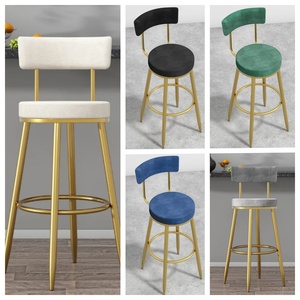 Muebles de Bar modernos nórdicos, taburete alto de desayuno de terciopelo <span class=keywords><strong>con</strong></span> reposapiés <span class=keywords><strong>para</strong></span> cocina, Bar, Pub, mostrador, cafetería, sillas de cocina baratas - Product Image 5