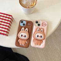 Pour iPhone 16 15 14 13 12 11 Pro 7 8 Plus X XS Max XR Kawaii LaBuBu Housse en silicone souple avec étui de support