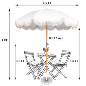 Изготовленный на заказ портативный деревянный столб Бохо пляжный зонт роскошный пляжный зонт с бахромой с кисточками - Product Image 3