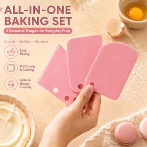 Juego de 3 Espátulas de Plástico para Decoración de Pasteles, Color Rosa, Tazón de Plástico, Raspador de Silicona para Cocina - Product Image 5