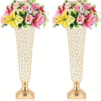 Support de vase en cristal acrylique or/argent en forme de trompette, centre de table de mariage, vase floral pour décoration de fête et de mariage