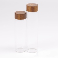 Tubes de stockage en verre pour grains de café avec valve de dégazage unidirectionnelle, couvercle en bois, ensemble de cellules de dosage hermétiques pour expresso, vente en gros personnalisée