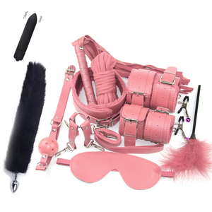 12 pièces en peluche cuir BDSM Kits Bondage ensemble esclave menottes cou collier <span class=keywords><strong>Gag</strong></span> fouet SM jouets sexuels pour femmes Couples Gay adulte - Product Image 3