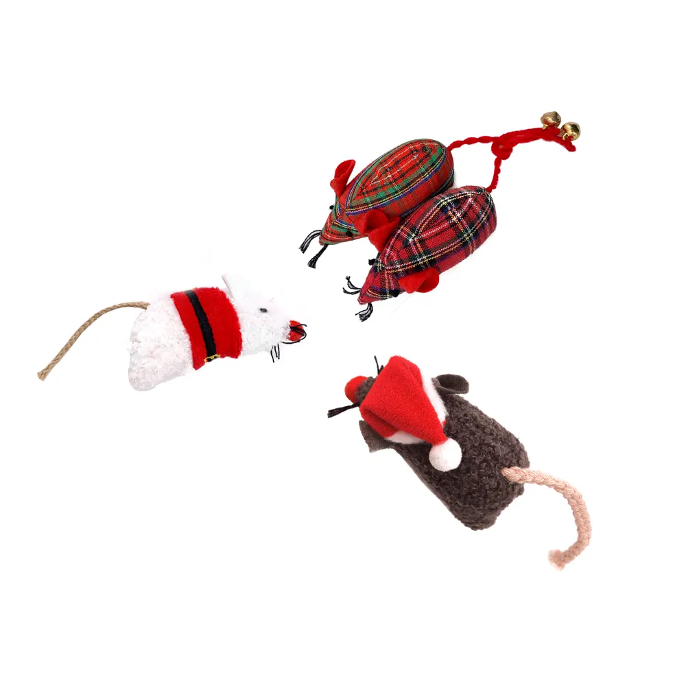 Christmas custom interactive plush mice chaser training set cat toys