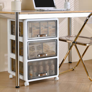 Organisateur en plastique <span class=keywords><strong>à</strong></span> <span class=keywords><strong>3</strong></span> niveaux avec <span class=keywords><strong>tiroirs</strong></span> transparents, chariot de rangement roulant avec <span class=keywords><strong>roulettes</strong></span> amovibles, <span class=keywords><strong>tour</strong></span> de <span class=keywords><strong>tiroirs</strong></span> pour chambre et bureau - Product Image 1