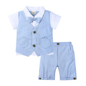 Vêtements pour tout-petits, ensembles de vêtements officiels pour bébés, ensembles de pantalons rayés pour garçons avec chemise en gros - Product Image 1