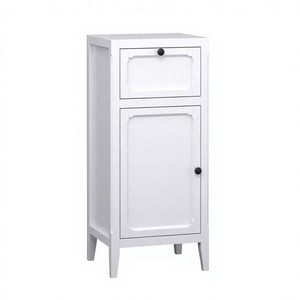 Meuble <span class=keywords><strong>de</strong></span> <span class=keywords><strong>salle</strong></span> <span class=keywords><strong>de</strong></span> <span class=keywords><strong>bain</strong></span> autoportant fin en <span class=keywords><strong>bois</strong></span> avec 1 porte et 1 tiroir, armoire <span class=keywords><strong>de</strong></span> <span class=keywords><strong>rangement</strong></span> pour distributeurs - Product Image 2