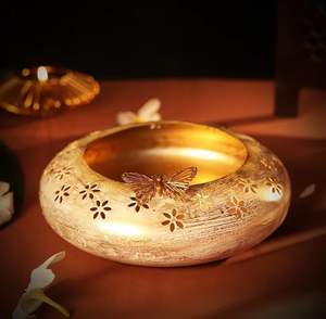 Cuenco de Cristal Hecho a Mano URLI con Diseño de Mariposa, Decorativo, Blanco Sombreado, para Flores Flotantes y Velas, Artesanía Z U - Product Image 2