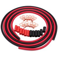 Kit Kabel Baterai PVC 6 AWG Merah Hitam dengan Terminal Cincin Tembaga 3/8" 5/16" dan Selubung Susut Panas untuk Mobil, Kapal, Inverter Surya