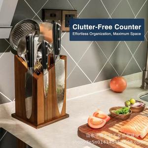 Porte-couteaux magnétique en bois pour cuisine, support de rangement pour couteaux de cuisine avec 5 aimants puissants pour la maison et les restaurants - Product Image 2