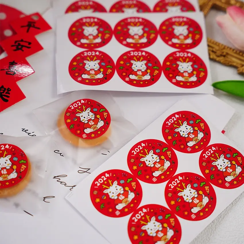 Dragon Year stickers cute cartoon New Year stickers decorative festive red Fu character sealing stickers sticky paper