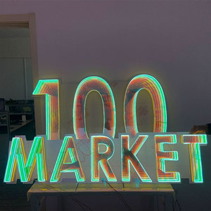 Aangepaste Multi-Layer Infinity Neon Spiegel Acryl Afgrond Spiegel Mini Letters Oneindig Neon Teken - Product Image 3