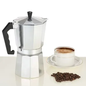 Klassieke Italiaanse Koffiezetapparaat Hoge Kwaliteit Aluminium Druk Ventiel Kookplaat Inductie Espresso Koffiezetapparaat Moka Pot