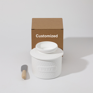 ชุดจานเนยซิลิโคนพร้อมฝาปิดมีด ลดราคาพิเศษ สไตล์ยุโรป สำหรับครัวแบบฟาร์มเฮาส์ ภาชนะเก็บอาหารสุญญากาศ ฐานเซรามิก - Product Image 2