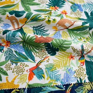 Tissu imprimé d'animaux et de plantes de style hawaïen Henry Cotton Print New Design pour vêtements