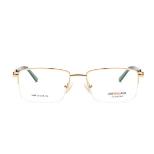 Monturas de Gafas Grises Jack, Rectangulares, Semi-Sin Montura, Metálicas, Unisex 5084, Lentes Planas Anti-UV, Diseño Moderno - Product Image 4