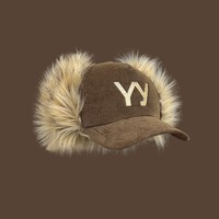 Gorra de béisbol de pana Y2K personalizada al por mayor con orejeras de piel sintética, gorro de trampero esponjoso, gorras cálidas de felpa con letras bordadas