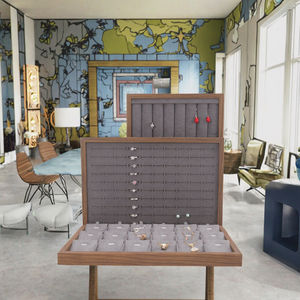 Présentoir à bijoux en bois de noyer de luxe pour bagues, colliers et bracelets, avec rangement - Product Image 3