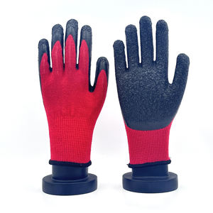 Перчатки для ремонта оборудования: 5-слойные, красные, хлопковые, с черным латексным покрытием, дышащие, с эффектом крэш-текстуры - Product Image 1