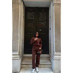 Costume décontracté marron nacré avec décoration boutonnée - Product Image 2