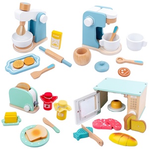 Initiation Simulation Montessori Kids Wooden Kitchen <strong>Toys</strong> Sets Mini <strong>Coffee</strong> <strong>Machine</strong> Microwave Oven Mixer Cooking Play Educational - Product Image 1