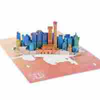 Winpsheng Wholesale180 °    Tarjeta de Felicitación con Diseño Arquitectónico del Horizonte de Pekín, Hecha a Mano con Corte Láser, Tarjeta 3D Pop-up