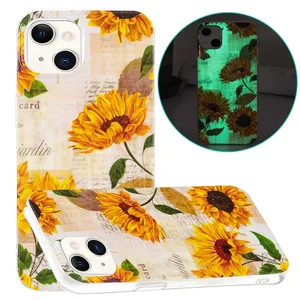 Glow in Dark Luminous TPU Case For Iphone 13 Mini 12 11 Pro X XS Max XR 7 8 SE 2020 6 6S Plus 5 5S Cartoon Sun Flower Back Cover