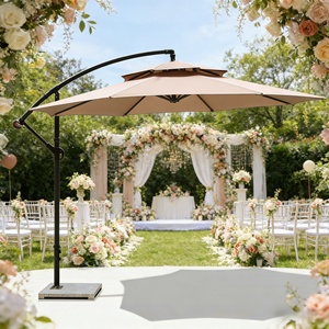 Ombrellone Commerciale Moderno a Sbalzo con Doppia Ventilazione Superiore, Telo Impermeabile in Poliestere Spalmato PU, Struttura in Ferro per Caffè, Hotel, Esterni - Product Image 3