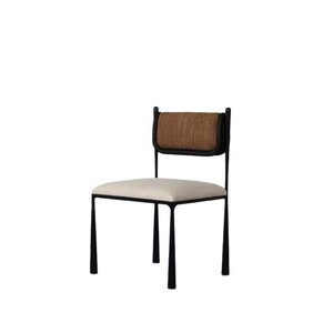 Chaise de salle à manger vintage, structure en métal, siège rembourré, style Wabi Sabi, pour usage domestique, adulte - Product Image 5