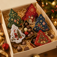 Lata de Metal Decorativa Navideña Reutilizable, Apta para Alimentos, en Forma Festiva, para Envasar Dulces, Cajas de Regalo de Chocolate