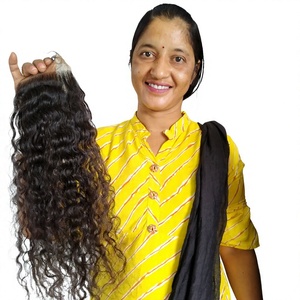 Venta al por mayor 100% Raw Natural Cutícula Alineada Rizado Negro Templo Indio Extensiones de Cabello Humano Estilo Virgen Paquetes de Cabello Humano - Product Image 1