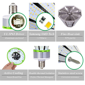 Ampoules LED SMD 2835 Garantie 5 ans <span class=keywords><strong>125</strong></span>-150W Remplacement pour lampes au halide métallique <span class=keywords><strong>HPS</strong></span> 170lm/w 2200K-6700K E40/E27/E26 Lampe de porte à capteur - Product Image 3