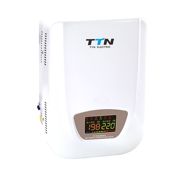 10KVA SVC Relay Automatic Voltage Stabilizer Single Phase AC Output 220V 120-240V Input 50Hz LED Display 90% Efficiency CE