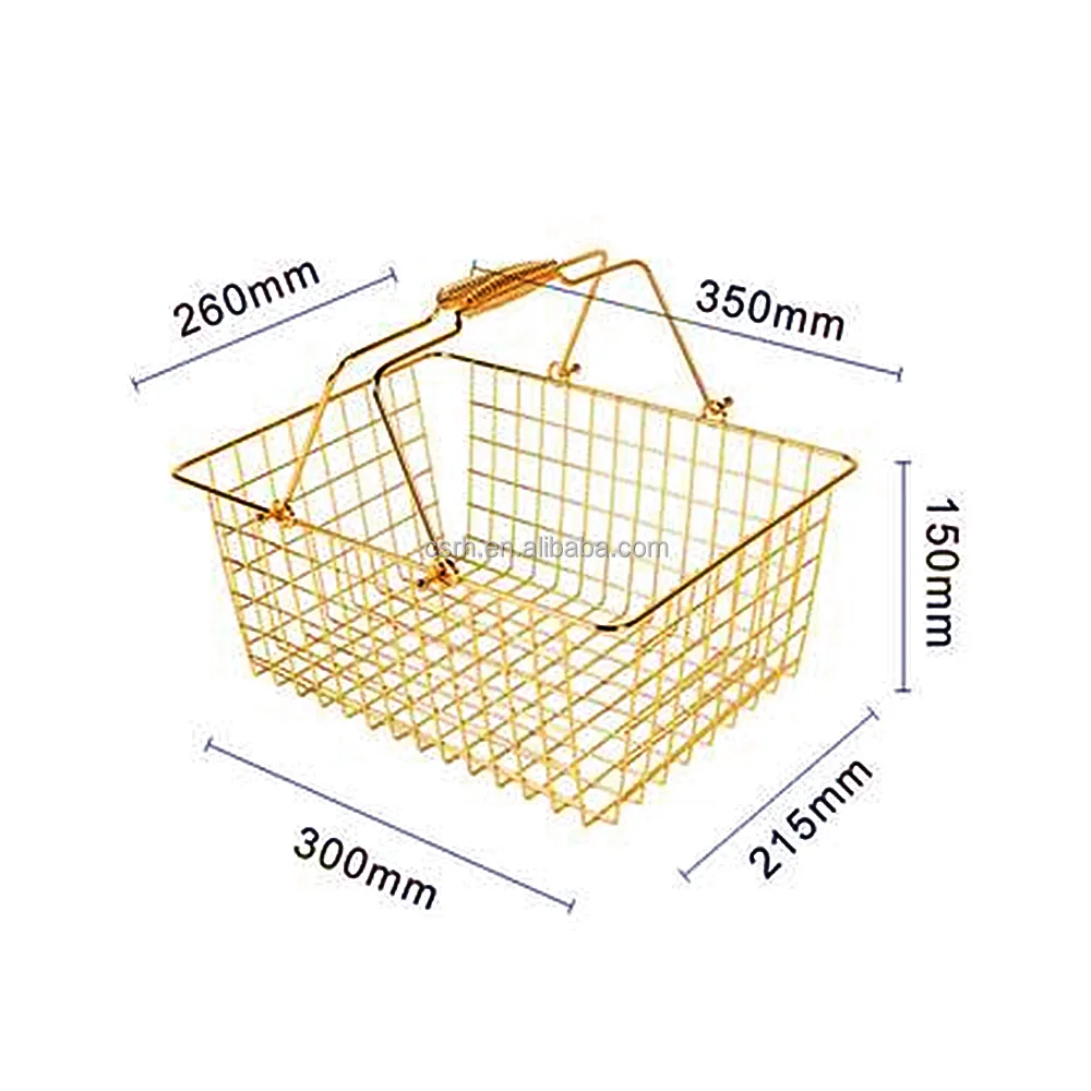 RH-BMH12G 350*260*150mm 12L Golden Wire Shopping basket