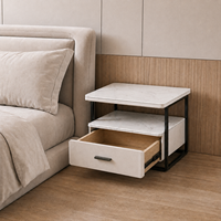 Meja Samping Tempat Tidur Kayu Solid Lapis Ganda Modern Ramah Lingkungan Tahan Lama dengan Laci untuk Kamar Tidur Mesa De Noche